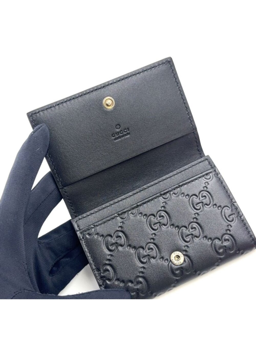 Gucci GG Emblem Leather Black Card Case - Picture 3 of 12